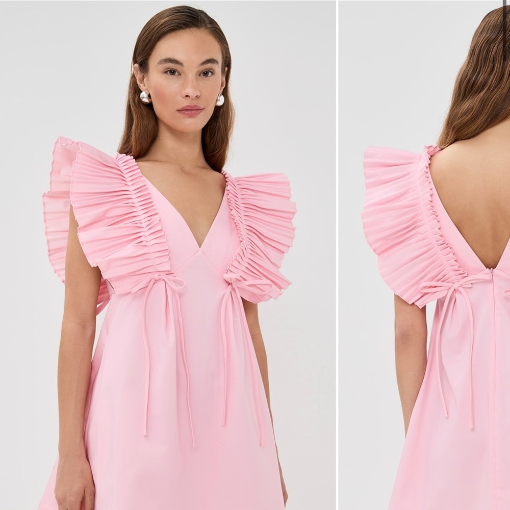 Kika vargas Elegant Pink Ruffle Dress